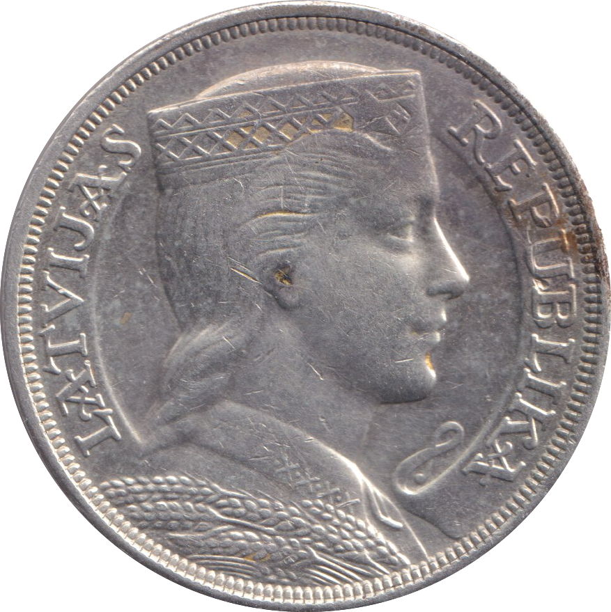 1931 SILVER FIVE LATI LATVIA