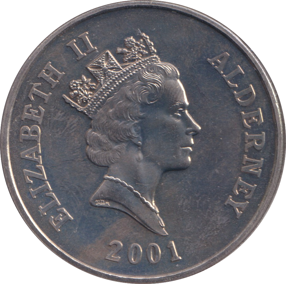 2001 FIVE POUNDS QUEEN ELIZABETH II 75TH BIRTHDAY ALDERNEY
