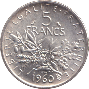 1960 SILVER 5 FRANCS FRANCE