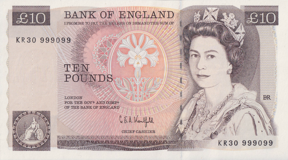 TEN POUNDS BANKNOTE KENTFIELD REF £10-39 ( UNC )