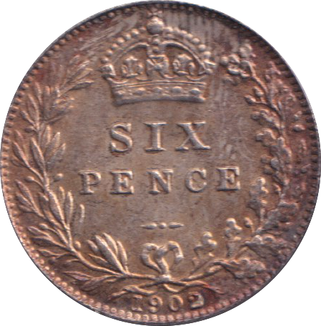1902 SIXPENCE ( UNC )