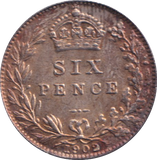 1902 SIXPENCE ( UNC )