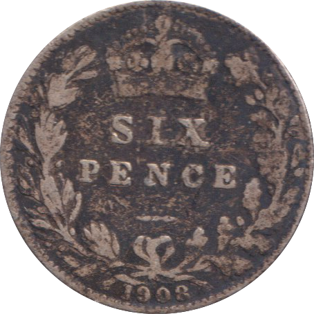 1908 SIXPENCE ( FINE )