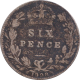 1908 SIXPENCE ( FINE )