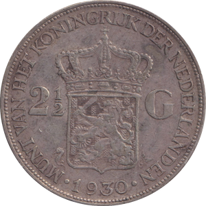 1930 SILVER 2 1/2 GULDEN NETHERLANDS