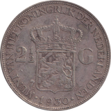 1930 SILVER 2 1/2 GULDEN NETHERLANDS
