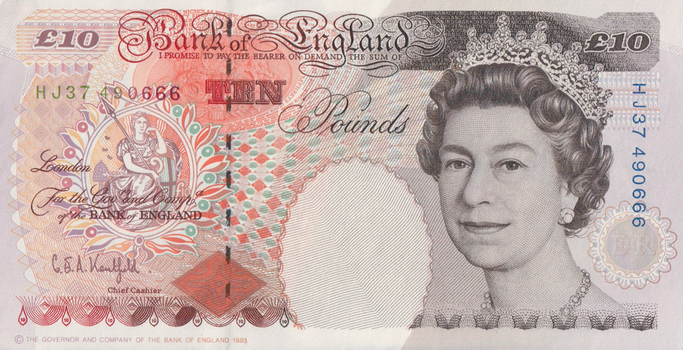 TEN POUNDS BANKNOTE KENTFIELD REF £10-41 ( AUNC )