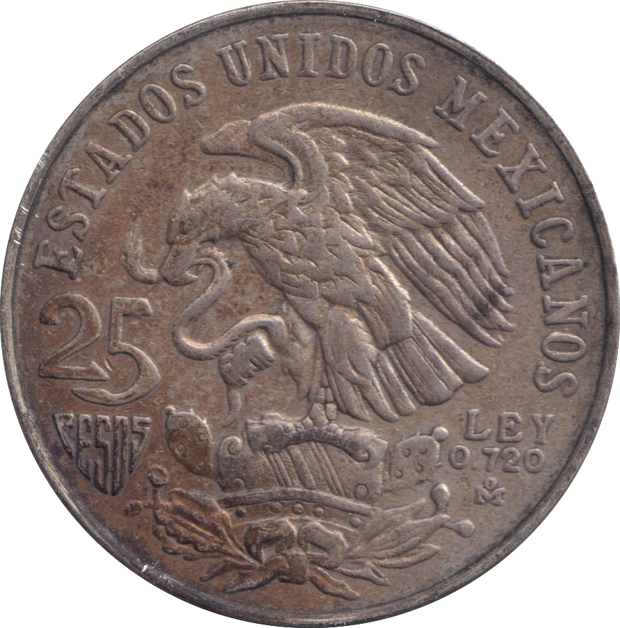 1968 SILVER 25 PESOS MEXICO