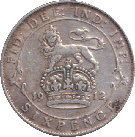 1912 SIXPENCE ( VF )