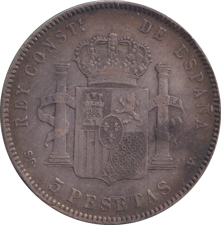1898 SILVER 5 PESETAS SPAIN