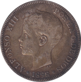 1898 SILVER 5 PESETAS SPAIN