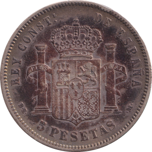 1878 SILVER 5 PESETAS SPAIN