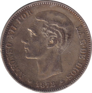 1878 SILVER 5 PESETAS SPAIN