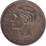 1878 SILVER 5 PESETAS SPAIN
