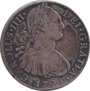 1794 SILVER 8 REALES SPANISH COLONY MEXICO