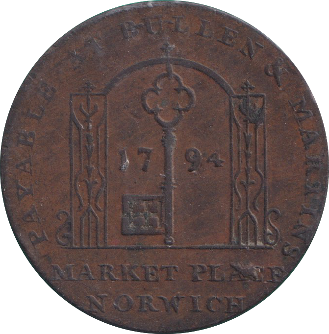 1794 HALFPENNY TOKEN NORWICH PLOUGH