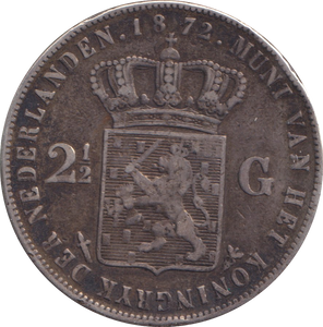 1872 SILVER 2 1/2 GULDEN NETHERLANDS