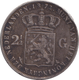1872 SILVER 2 1/2 GULDEN NETHERLANDS