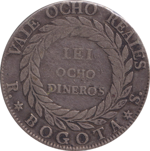 1839 SILVER 8 REALES NUEVA GRANADA COLOMBIA