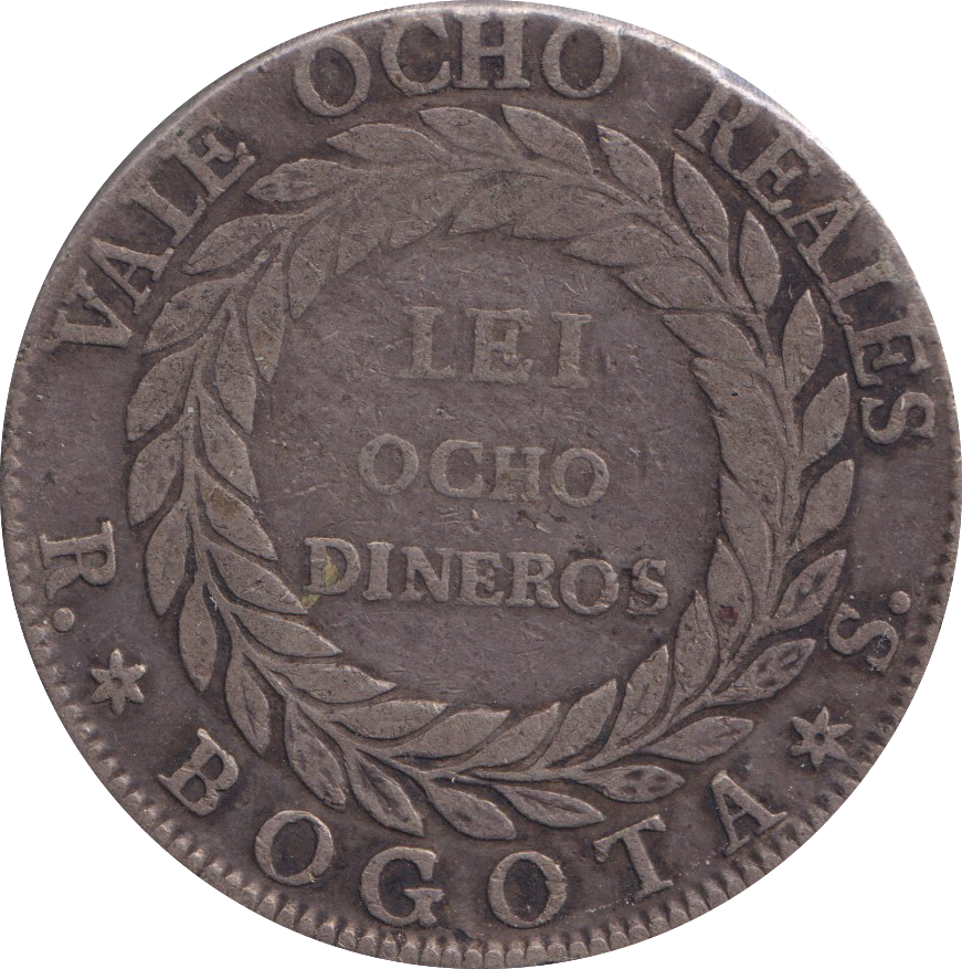 1839 SILVER 8 REALES NUEVA GRANADA COLOMBIA