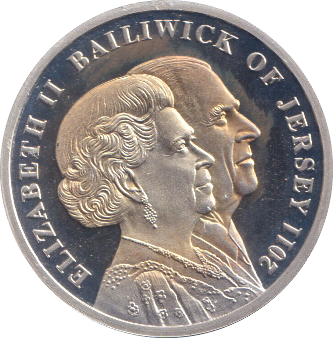 2011 SILVER PROOF TWO POUNDS LIFETIME OF SERVICE BAILWICK OF JERSEY