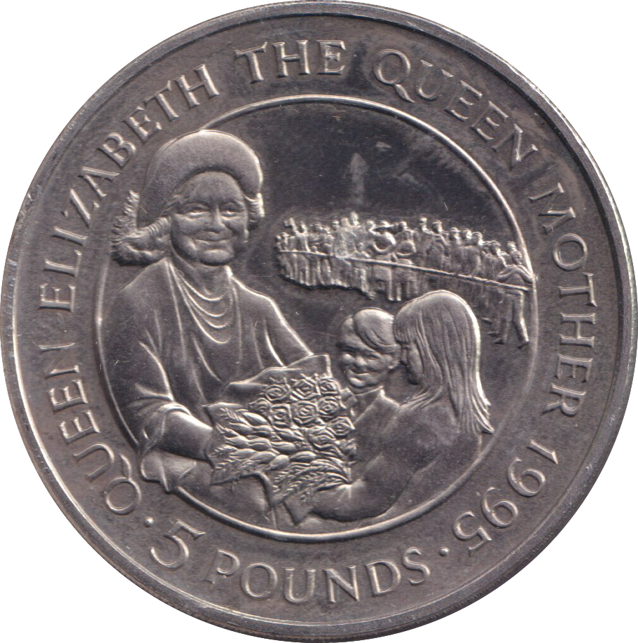 1995 FIVE POUNDS QUEEN ELIZABETH THE QUEEN MOTHER ALDERNEY