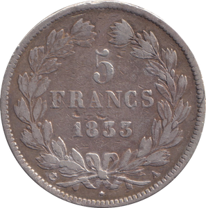 1833 SILVER 5 FRANC FRANCE