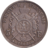 1868 SILVER 5 FRANC FRANCE