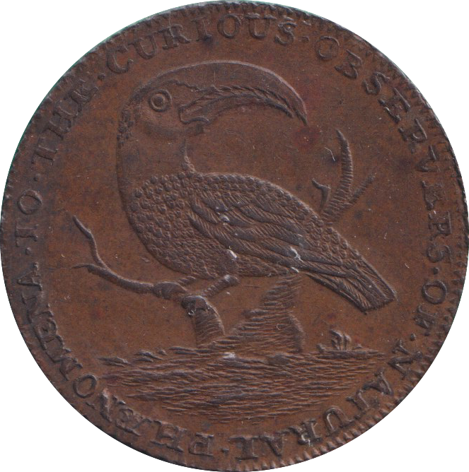1795 HALFPENNY TOKEN LONDON THOMAS HALL PELICAN