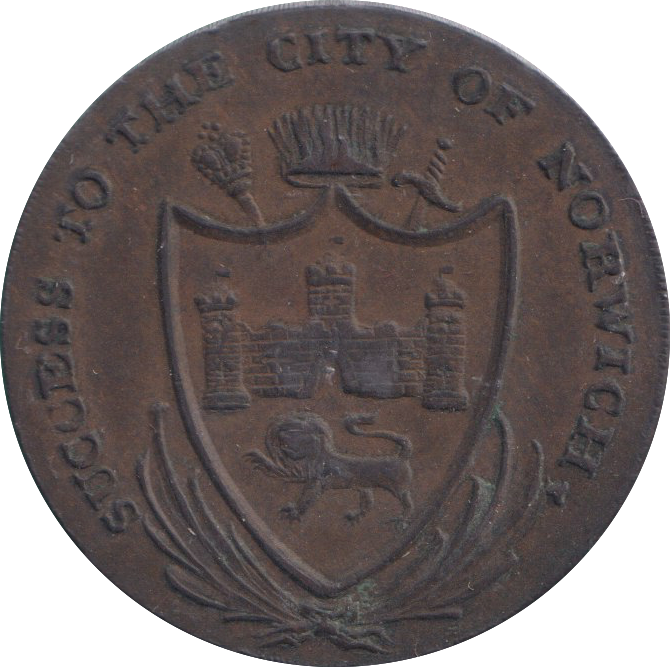 1793 HALFPENNY TOKEN NORWICH GOLDSMITH