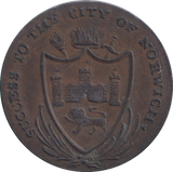1793 HALFPENNY TOKEN NORWICH GOLDSMITH