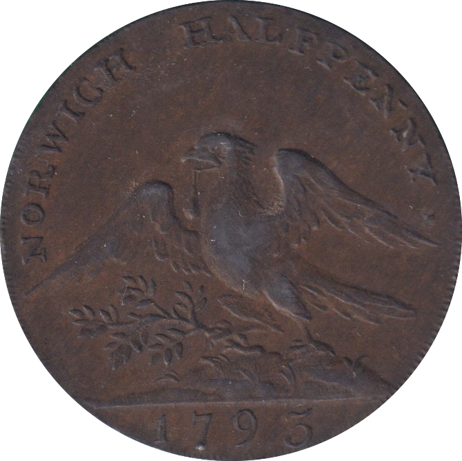 1793 HALFPENNY TOKEN NORWICH GOLDSMITH