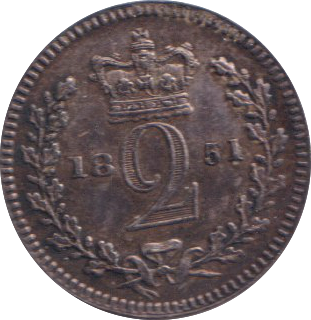 1851 MAUNDY TWO PENCE ( AUNC )