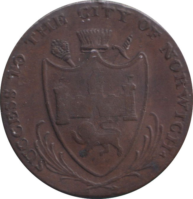 1799 HALFPENNY TOKEN NORWICH SHIP ARMS