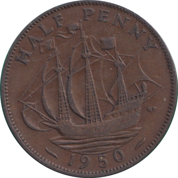 1950 HALF PENNY ( VF )