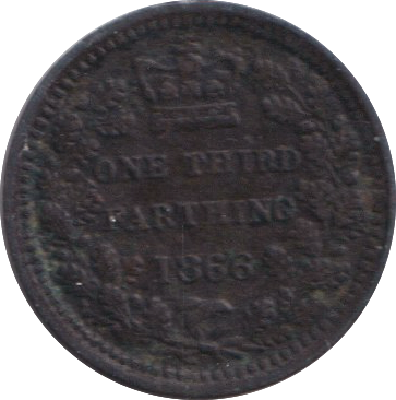 1866 ONE THIRD FARTHING ( VF )