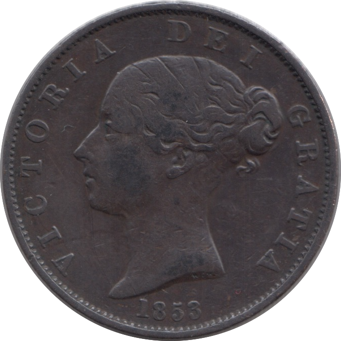 1853 HALFPENNY ( VF )
