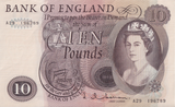 TEN POUNDS BANKNOTE HOLLOM REF £10-3 ( AUNC )