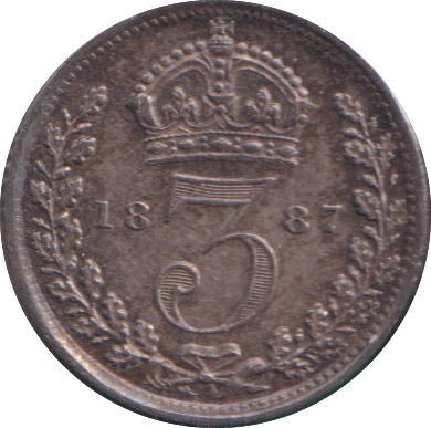 1887 MAUNDY THREEPENCE ( EF)