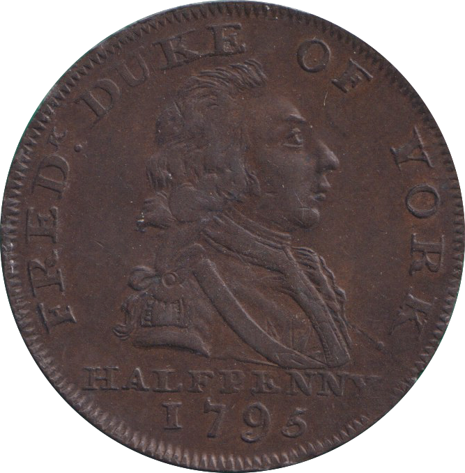 1795 HALFPENNY TOKEN DUKE OF YORK SHIP