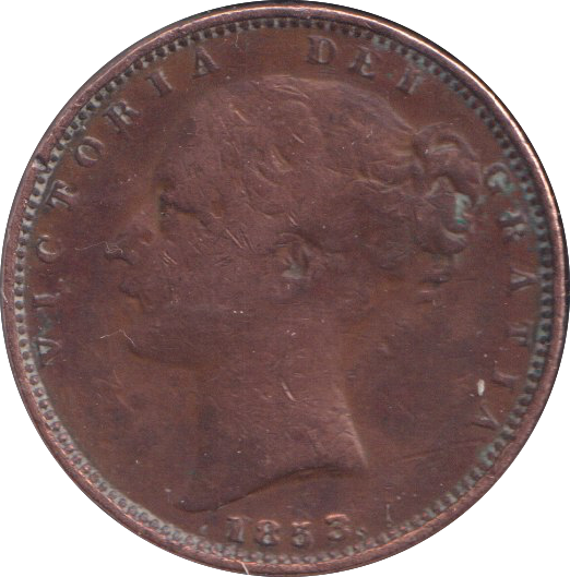1853 FARTHING ( FINE )