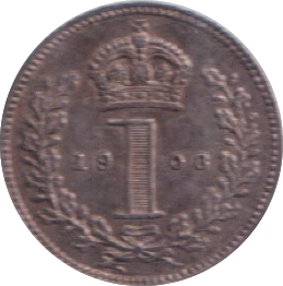 1908 MAUNDY ONE PENNY ( AUNC )