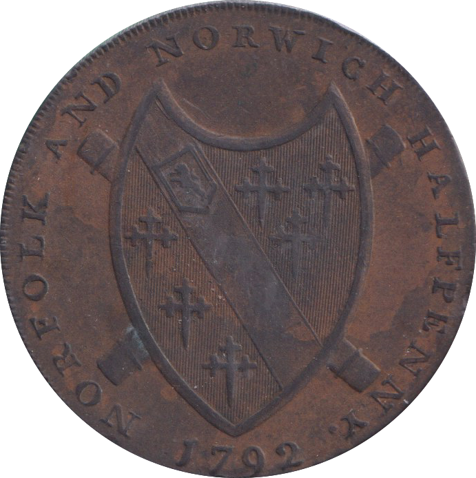 1792 HALFPENNY TOKEN NORWICH ARMS CASTLE