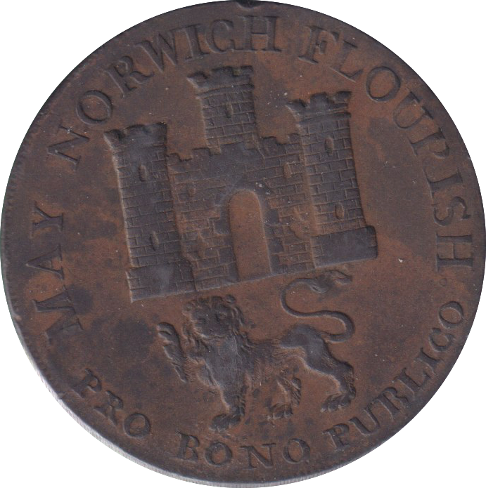 1792 HALFPENNY TOKEN NORWICH ARMS CASTLE