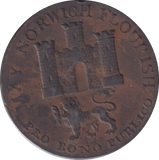 1792 HALFPENNY TOKEN NORWICH ARMS CASTLE
