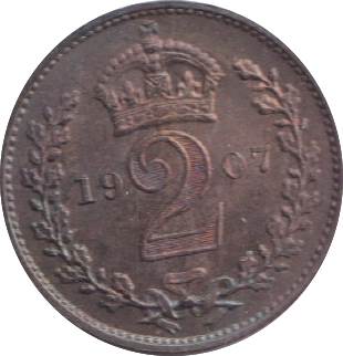 1907 MAUNDY TWO PENCE ( UNC )