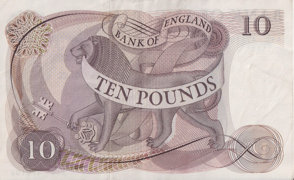 TEN POUNDS BANKNOTE HOLLOM REF £10-4 ( EF )