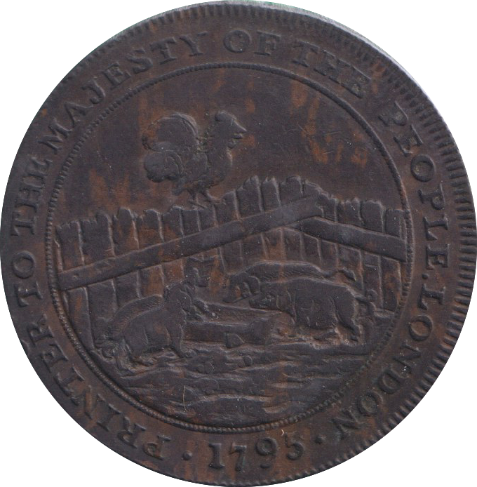 1795 HALFPENNY TOKEN MIDDLESEX EATON SWINE