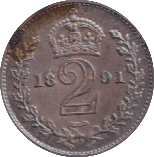 1891 MAUNDY TWO PENCE ( AUNC )