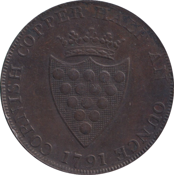 1791 HALFPENNY TOKEN CORNWALL